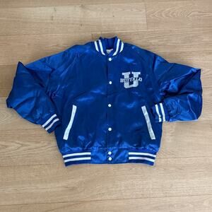 Artex Varsity Bomber Jacket Satin Univerity at Buffalo Size L Blue